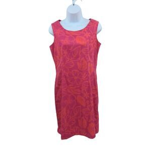 Vintage Womens 8 Pink Tropical Floral Shift Dress Retro Party Casual Corner Bold